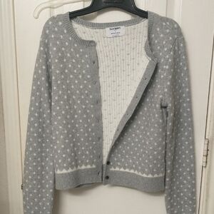 EUC Old Navy Women's Gray Cardigan with White Dots.